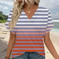thumbnail image 2 of Printed Raglan Sleeve Top, Women's V-Neck Short Sleeve Casual Tee, 2 of 5