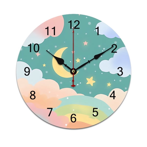 Colorful Stars Clouds And Moon Word Saying Big Wall Clock Home Decor Art Watch Living Room Gift