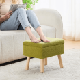 thumbnail image 6 of Tcbosik Teddy Fabric Storage Ottoman with Tray Lid, 15.7" Upholstered Footstool with Wood Legs for Living Room, Bedroom, Easy Assembly, Green, 6 of 6