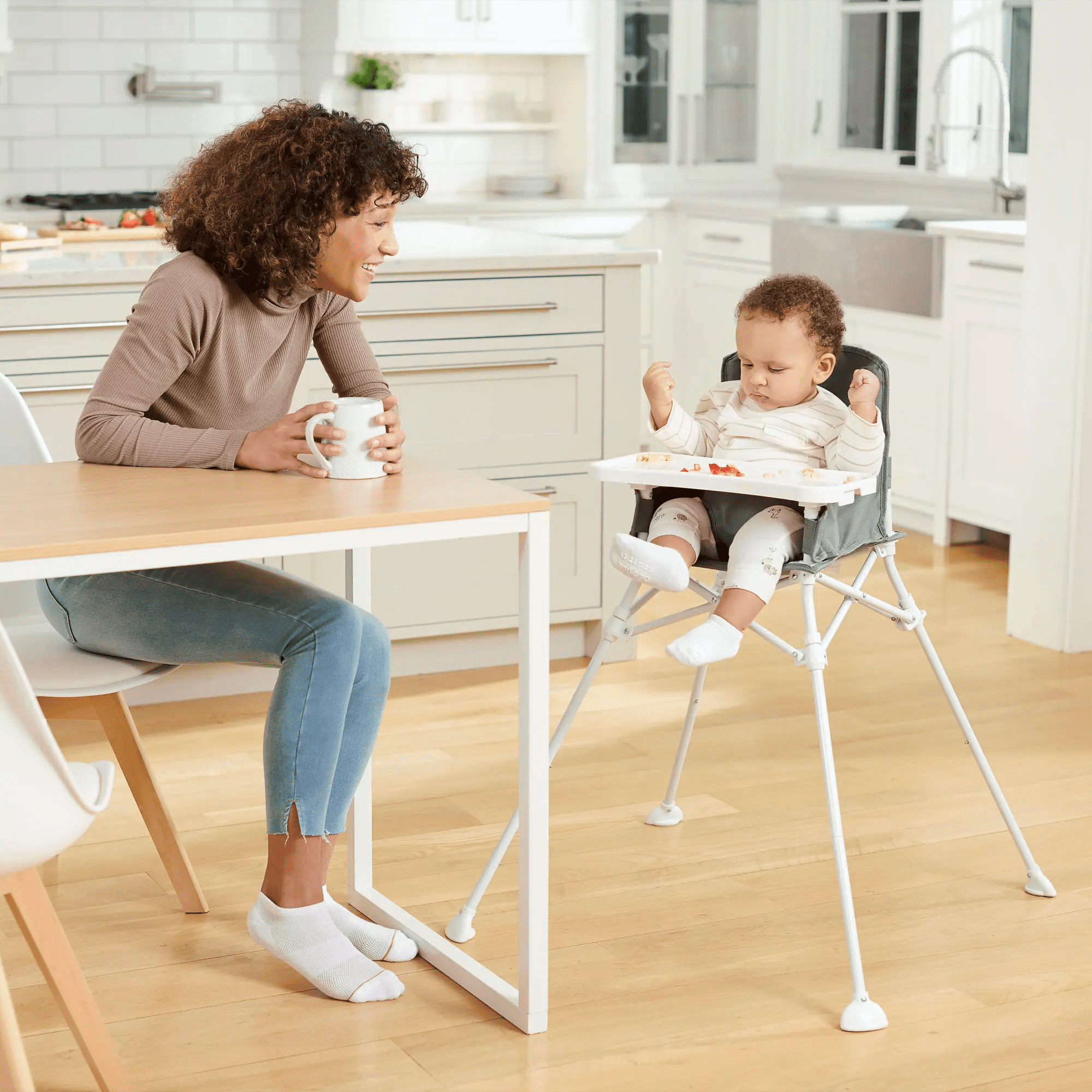 Regalo Portable High Chair with Attachable Tray for Baby Feeding, Gray, 6 to 36 Months
