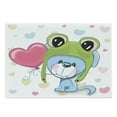 thumbnail image 1 of Cartoon Cutting Board, Cartoon Puppy in a Frog Hat with Balloon on Heart Background Love Animal Print, Decorative Tempered Glass Cutting and Serving Board, Large Size, Blue Pink Green, by Ambesonne, 1 of 1