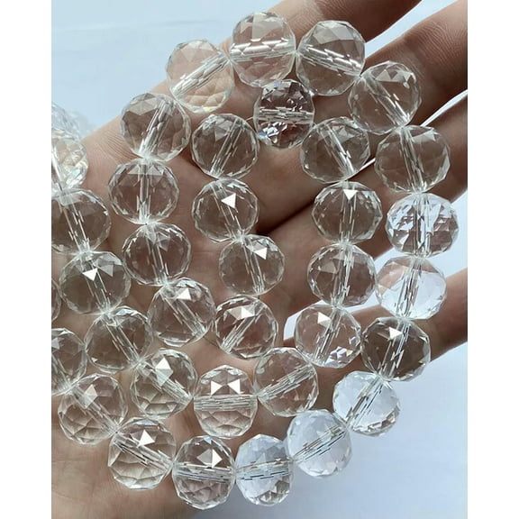 U8MO 14mm Faceted Clear transparent Crystal Quartz Wheel shape Beads 20pcs