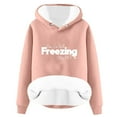 thumbnail image 1 of DPTALR Women's Winter Warm Plush Solid Long Sleeve Tops Hooded Sweatshirt, 1 of 3