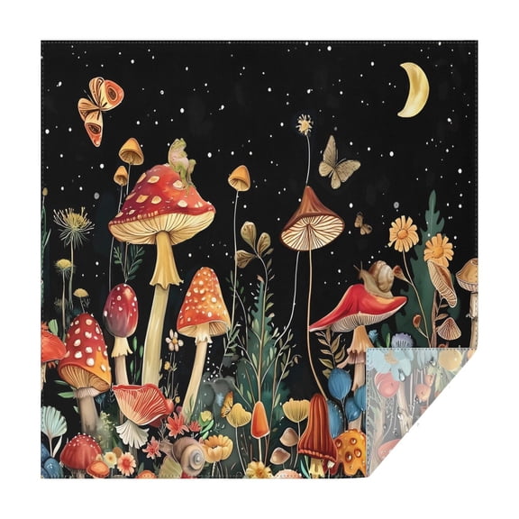 Red Mushroom Frog Black Pattern Square Tablecloth,Waterproof Square Table Cover,Wipeable Spillproof Washable Table Cover for Home Kitchen Party Decor 42"X42"(107x107cm)