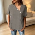 thumbnail image 2 of Kingdiese Womens Casual Short Sleeve Button Front Tunic Top Solid Summer Fashion Tee Girls Size 13, Size S, 2 of 5