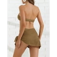 thumbnail image 3 of DARING DIVA Women's O Ring Bandeau Ribbed Bikini Set Medium Coffee, 3 of 6