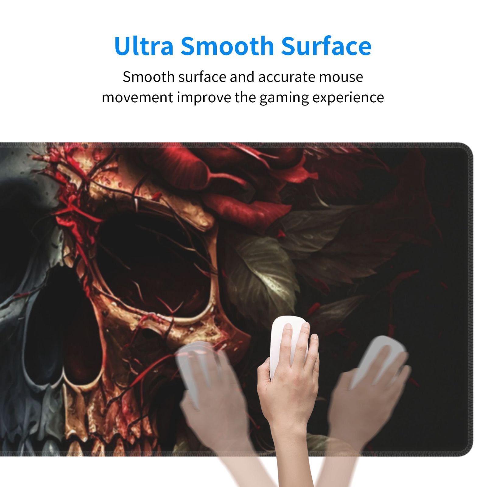 Blood Skull Roses Mouse Pad Extended Large Gaming Mousepad Non-Slip Rubber Big Keyboard Desk Mat 31.5 X 11.8 Inch