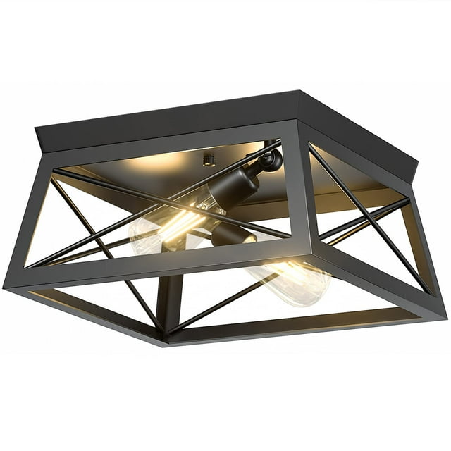 Lámpara de techo Pynsseu Industrial 2 luces Farmhouse Black