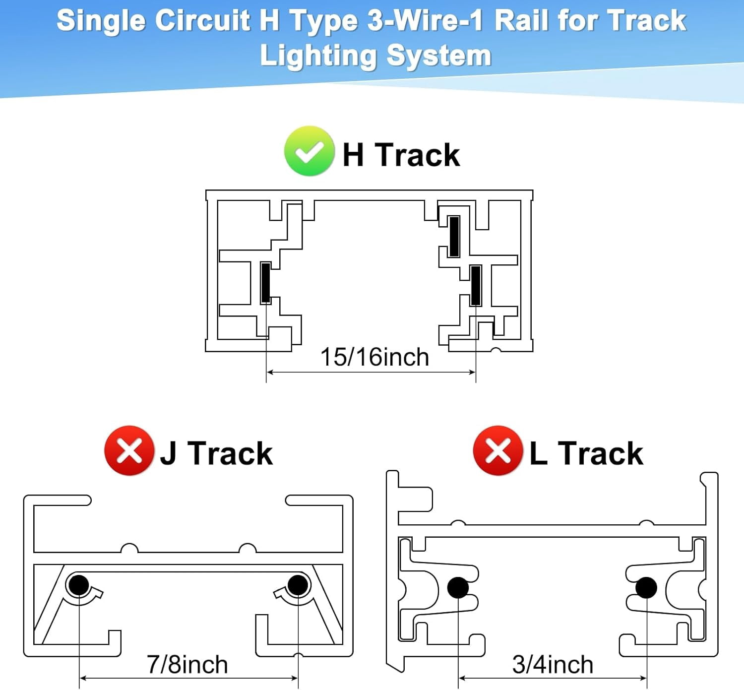 RGHJAR-H Track T-Connector, Single Circuit H Type 3-Wire-1 Rail 110-220V for Track Lighting System/Fixtures/Accessories/Ceiling Wall Spot Light [White]