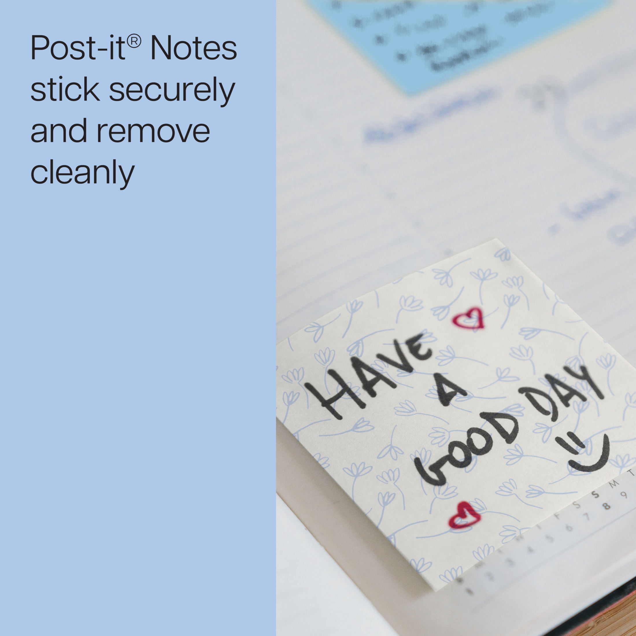 Post-it Sticky Notes, Blue Cottage Design, 3 in. x 2.9 in., 3 Pads