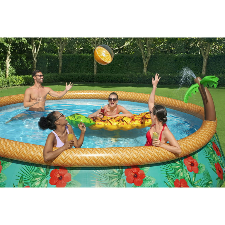 Bestway Fast Set Paradise Sprinkler Pool Palms Inflatable 15\'x33\