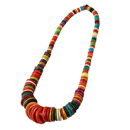 

Hemoton Vintage Necklace Fashion Coconut Shell Pendant Bohemia Style Women Girls Necklace (Colorful Beads Random Color)