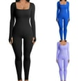 thumbnail image 6 of Women Yoga Jumpsuits Workout Ribbed Long Sleeve Sport Jumpsuits, 6 of 7