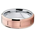 thumbnail image 3 of Silly Kings Jewelry Tungsten Wedding Band Rose Gold Tungsten Ring Brushed Finish Grooved Tungsten 8mm Comfort Fit (10), 3 of 4