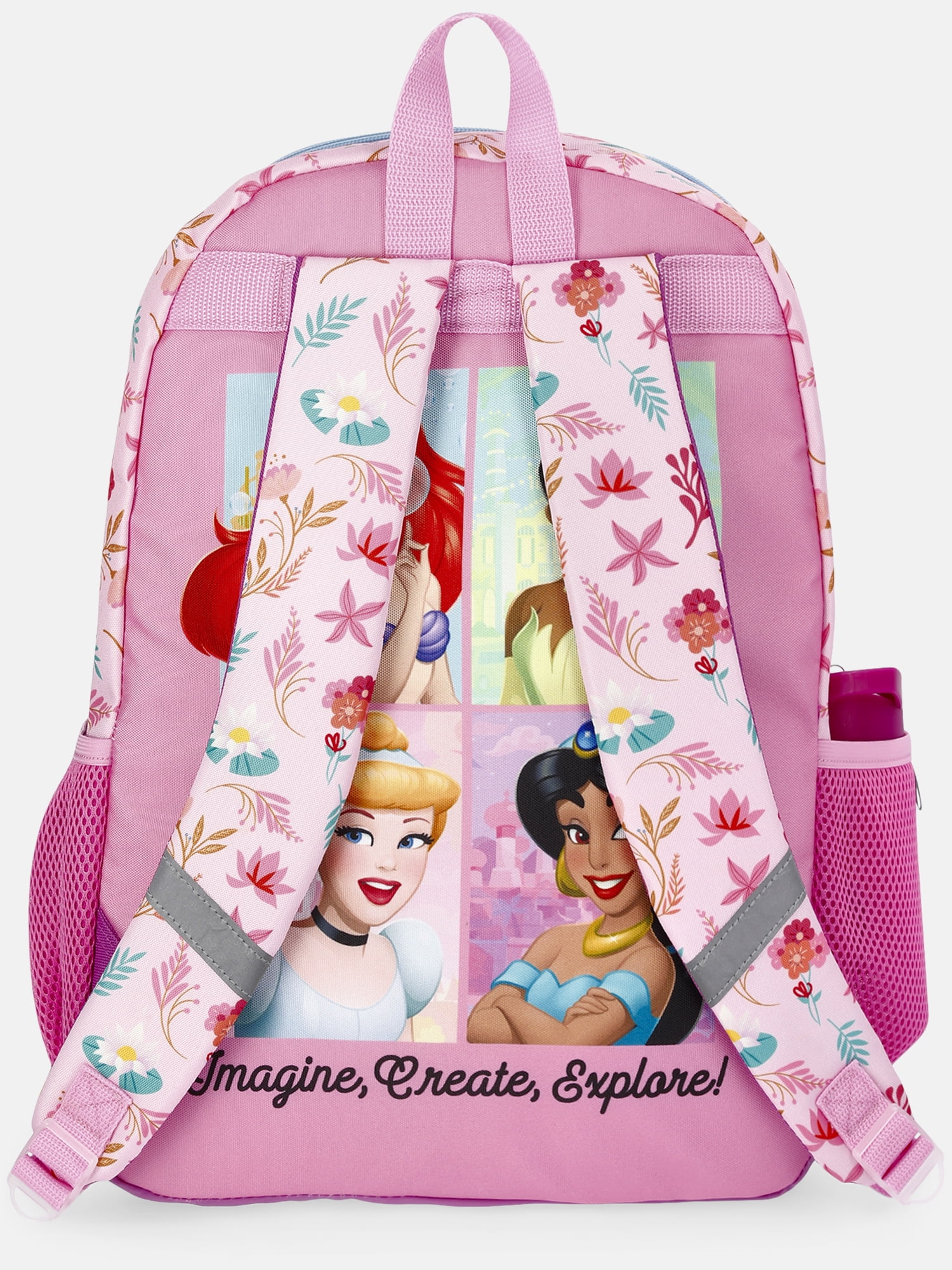 Disney Princess Pink Backpack Set with Lunch kit, Headphones and Water Bottle