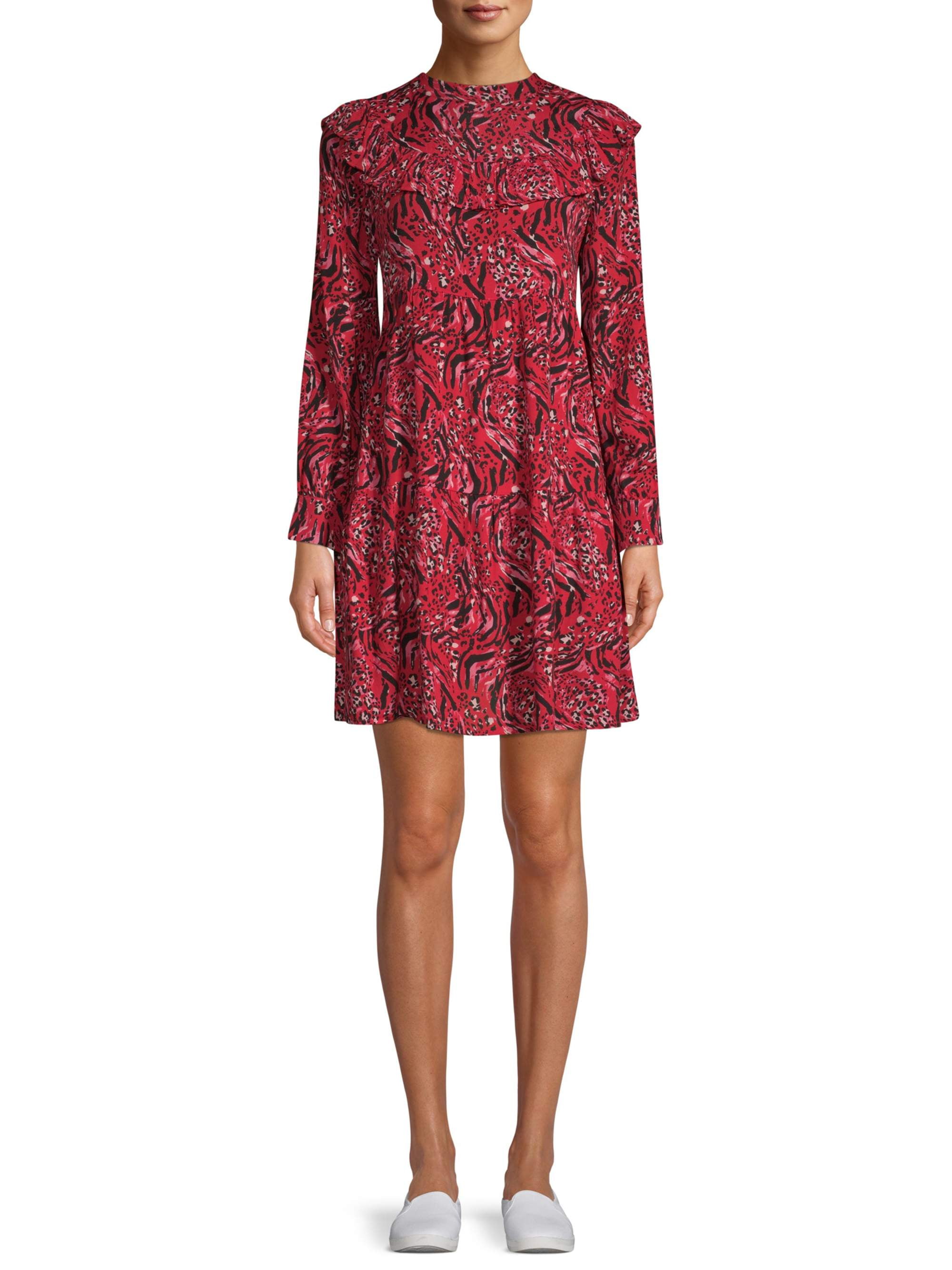 Time and Tru Tiered Ruffle Dress Women's - Walmart.com