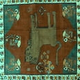 thumbnail image 1 of Ahgly Company Machine Washable Indoor Square Animal Turquoise Blue Traditional Area Rugs, 7' Square, 1 of 4