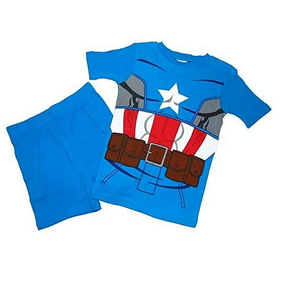 Captain America Short-Sleeved Costume Pajama Shorts Set, Size 10