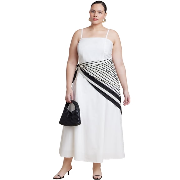 ELOQUII Women's Plus Size Scarf Detail Midi Dress