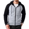 thumbnail image 3 of LTTVQM Mens Hoodie Raglan Contrast Full Zip Fleece Hoodie Loose Fit Casual Daily Leisure Sweatshirt Light Gray L, 3 of 8