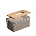 thumbnail image 2 of XKHHLH Tissue Box Cover Rectangle, Clear Tissue Box Holder with Bamboo Lid, Dryer Sheet Holder, Kleenex Box Covers, Napkin Facial Tissues Holder Dispenser, 2 of 9