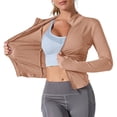 thumbnail image 5 of ZZwxWA Womens Slim Fit Lightweight Athletic Full Zip Stretchy Workout Running Track Jacket with Thumb Buttons, 5 of 6
