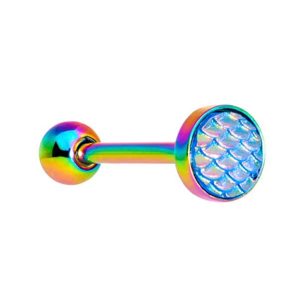 Body Candy 14G Rainbow PVD Stainless Steel Womens Tongue Ring Blue
