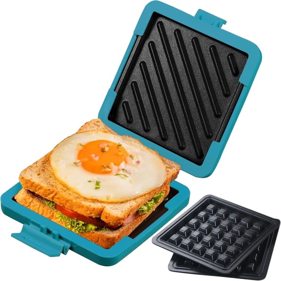 Toaster,Microwave Toaster, Sandwich Maker, Waffle Maker, Panini Maker, Dishwasher ,NO Electricity,Wireless,Time Saving,Fast (Blue, Microwave Sandwich and Waffle Maker)