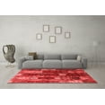 thumbnail image 3 of Ahgly Company Machine Washable Indoor Round Abstract Red Modern Area Rugs, 4' Round, 3 of 4