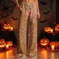 thumbnail image 5 of Edvintorg Loose Pants for Women Halloween Printed Elastic Waisted Casual Lounge Trouser Lightweight Wide Leg Soft Pant with Drawstring Womans Clothes Khaki S-2XL, 5 of 8