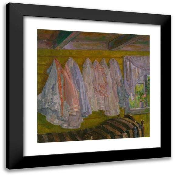 Thorvald Erichsen 12x12 Black Modern Framed Museum Art Print Titled - Summer Dresses, Interior from Seljord (1905)