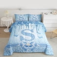 thumbnail image 2 of Manfei Letter Monogrammed Initial S Girl 2pcs Bedding Comforter Set,Kawaii Bow Butterfly Twin Comforter Sets,Bling Crystal Blue Glitter Breathable Bedding Set,Lightweight Room Decor, 2 of 8