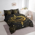 thumbnail image 3 of Castle Fairy Golden Sun And Moon Bedding Comforter Set 7 Pieces for Kids Teens Adults,Glitter Stars Print Full Bedding Set Lightweight,Bohemian Exotic Style Fitted Sheet Flat Sheet, 3 of 8