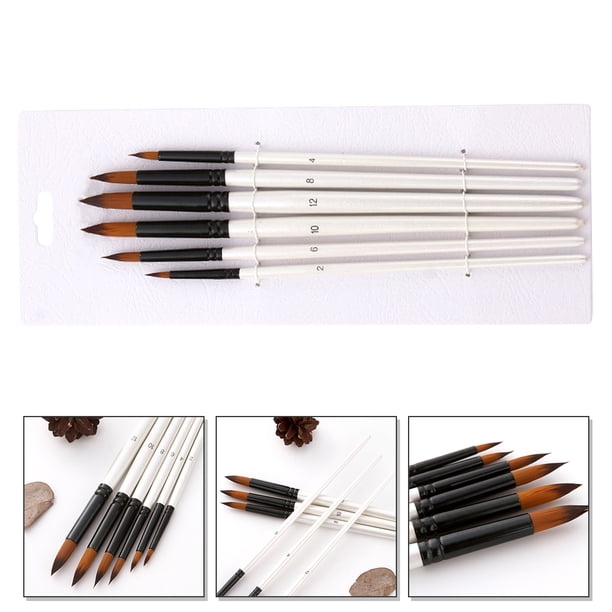 WEUVEB 6Ud Pinceles Dobles Para Pintura Con Mango De Madera Para Uso Práctico En Arte Y Dibujo