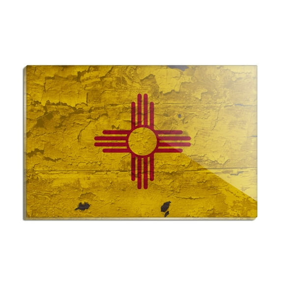 Rustic Distressed New Mexico State Flag Rectangle Acrylic Fridge Refrigerator Magnet