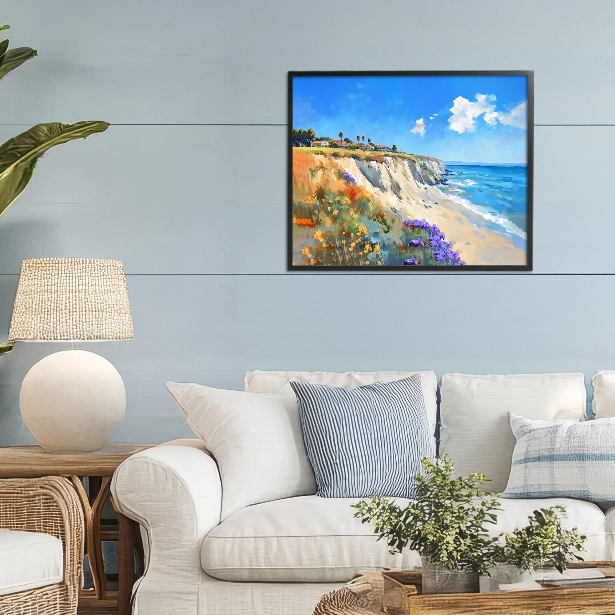 Stupell Industries Coastal Wildflower Field Black Framed Giclee Art, design by The Prints Vibe