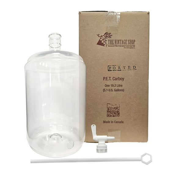 Complete Vintage Shop 5 Gallon Ported Plastic Carboy with Spigot and Wrench