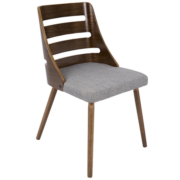 LumiSource Walnut Wood, Grey Fabric Trevi Chair