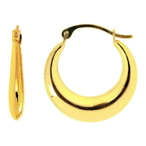 14k Yellow Gold Shiny Graduated Hoop Earrings With Hinged Clasp - .7 Grams