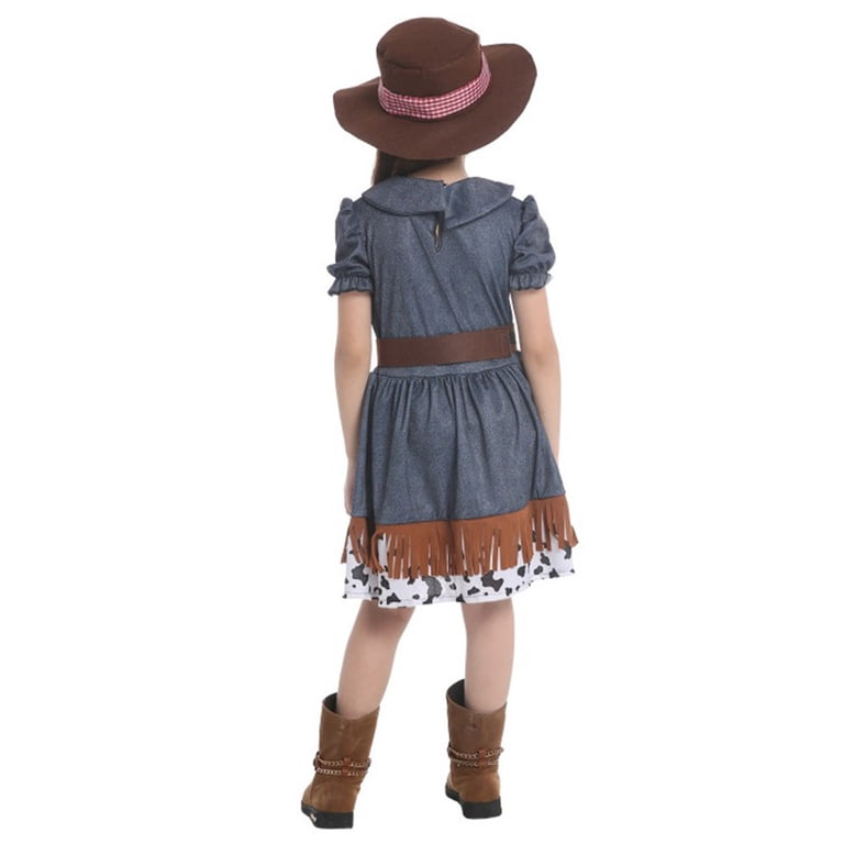western dress for birthday party Mezzall Girls Western Outfit Sets Dress With Vest And Hat For Play Pretend Party Birthday Party Clothing Sets Kids Celebration, Girl's, Size: 6-9