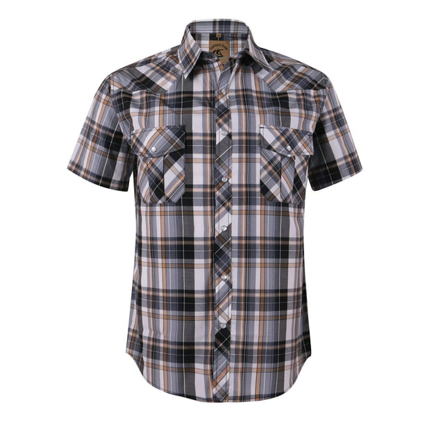 Coevals Club Men's Western Plaid Pearl Snap Buttons Two Pockets Casual ...