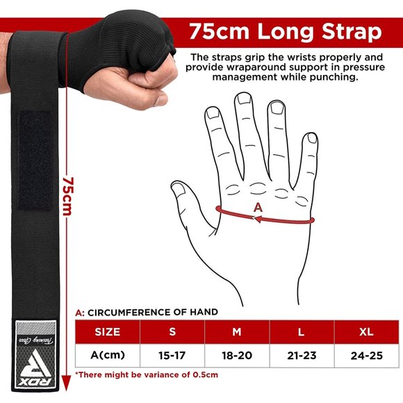 RDX Boxing Hand Wraps Inner Gloves Quick 75cm Long Wrist Straps Padded