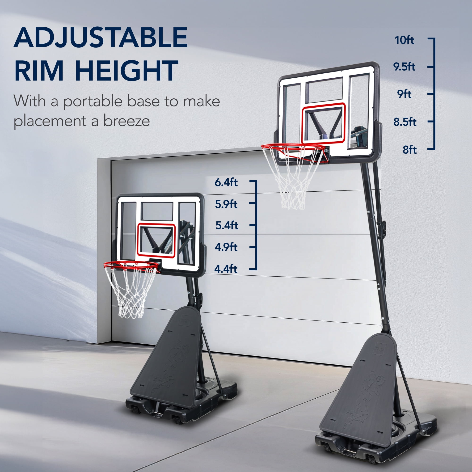 Best Choice Products Adjustable 4.4-10ft Basketball Hoop, Portable Goal w/Shatterproof Backboard, Ball Return - White