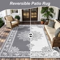 thumbnail image 2 of Yamaziot 6'x9' Outdoor Rugs Patio Rug Medallion Reversible Mat, RV Rug, Waterproof Plastic Straw Outdoor Area Rug for Patio, Camping, Porch, Balcony, Beach, Deck, Backyard, Garden, Gray, 2 of 9