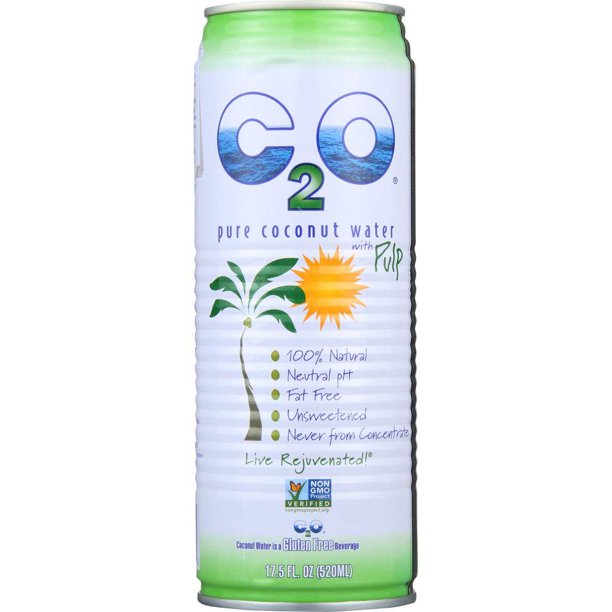 C2O Coconut Water, Pure, With Pulp, 17.5 Oz (Pack Of 12)