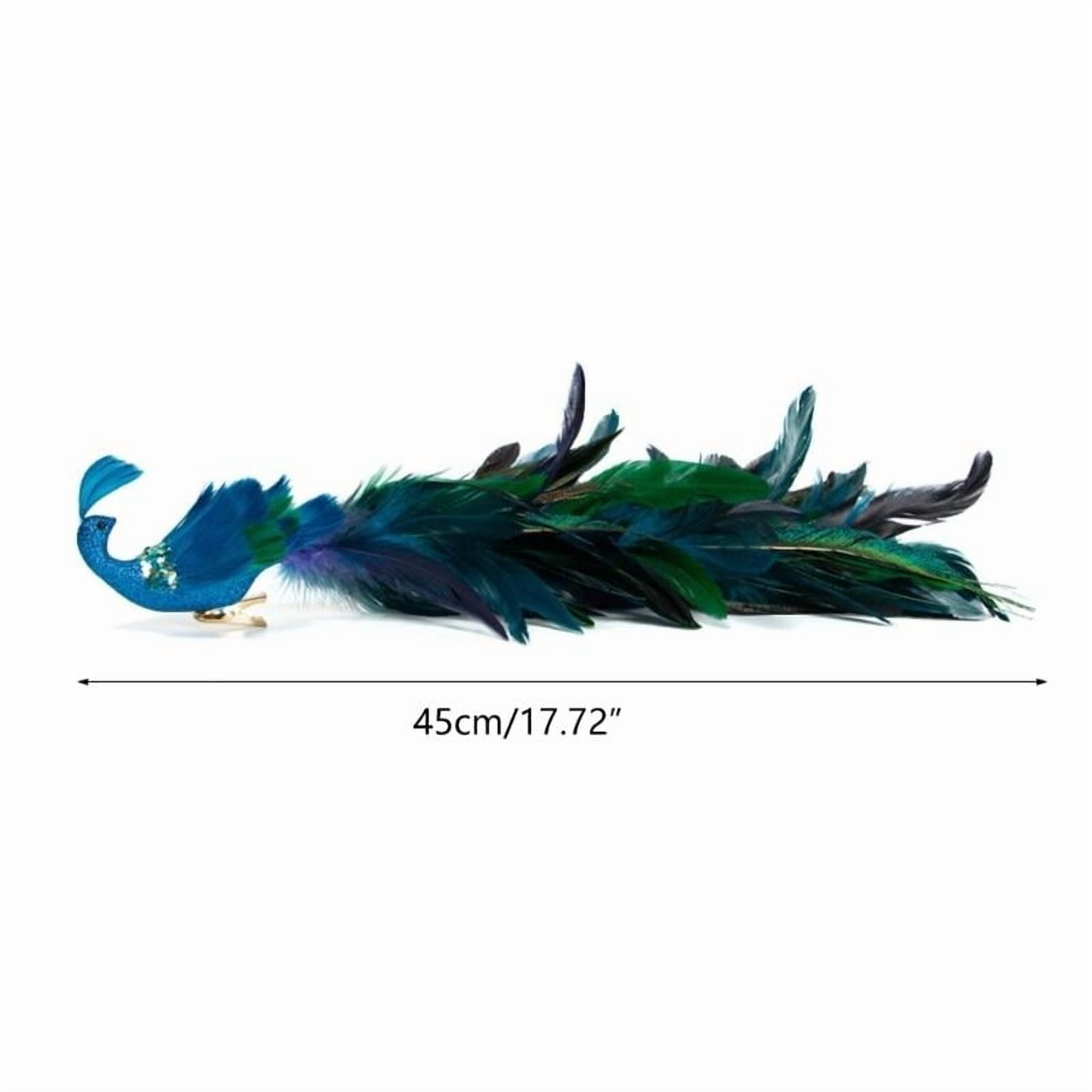 Set of 2pcs Simulated Long Tail Blue Peacocks Decor Natural Crafts Christmas Decorations Tree Hanging Pendants