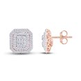 thumbnail image 3 of 0.65 Carat Baguette And Round Cut White Natural Diamond Stud Earrings In 14k Rose Gold Over Sterling Silver (I-J Color, I2-I3 Clarity,0.65 Cttw), 3 of 3