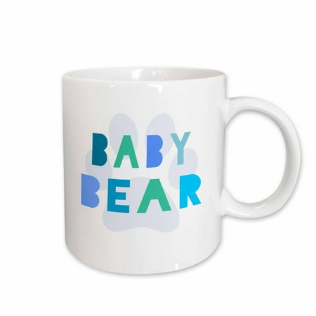 

3dRose Blue Baby bear - teal turquoise text and paw print for son or grandson - part of matching family set Ceramic Mug 15-ounce