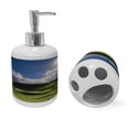 thumbnail image 2 of Ambesonne Nature Soap Dispenser & Toothbrush Holder Set, Summer Pasture Grassy Hills, 2 Pcs, Green Blue, 2 of 6
