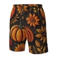 thumbnail image 4 of Cauagu Autumn Pumpkin Leaves Print Men's Swim Trunks,Hawaiian Bathing Suit Swimsuits Beach Shorts with Pockets for Men Quick Dry Swimming Board Shorts-Medium, 4 of 6